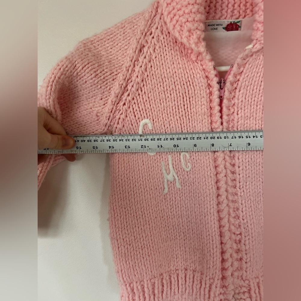 Vintage Child's Cowichan-Style Handknit Kitty- Button Up Handmade Sweater - Picture 4 of 7
